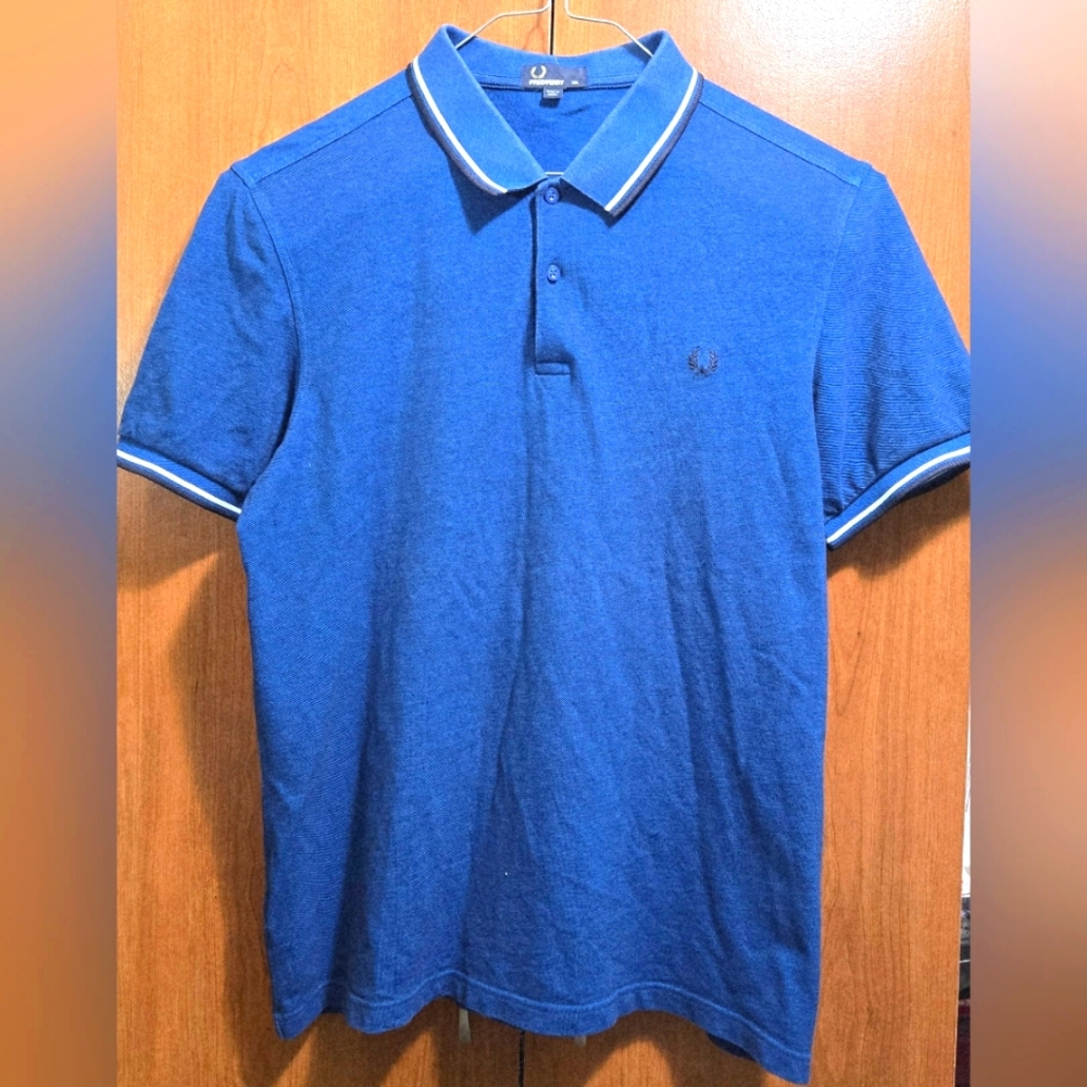Fred Perry Blue Polo with White Accents